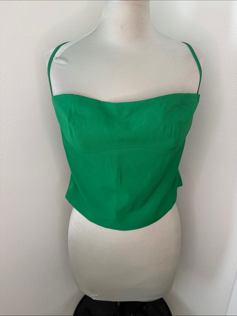 Salty Kelly green crop corset tank top spaghetti straps large L